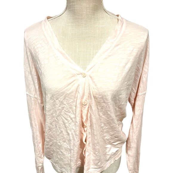 Bobi Los Angeles | Slub Top Pink Long Sleeve Button Down Size M Retail $66 - Picture 4 of 9